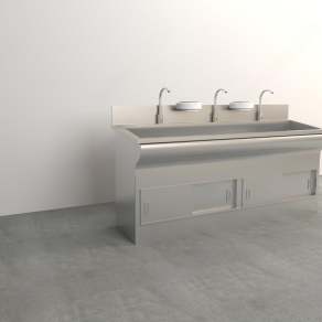 现代医疗不锈钢洗手台盆3D模型下载